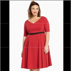 Retro Chic Polka Dot V-Neck Swing Dress size 14